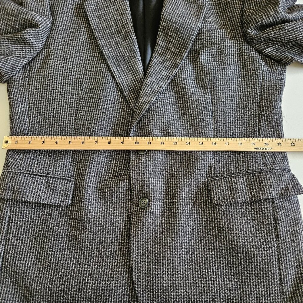Savile Row Blazer Mens US 46 Black Gray Wool Alpaca Lined 2B Ventless Vtg FLAWS - Picture 6 of 16